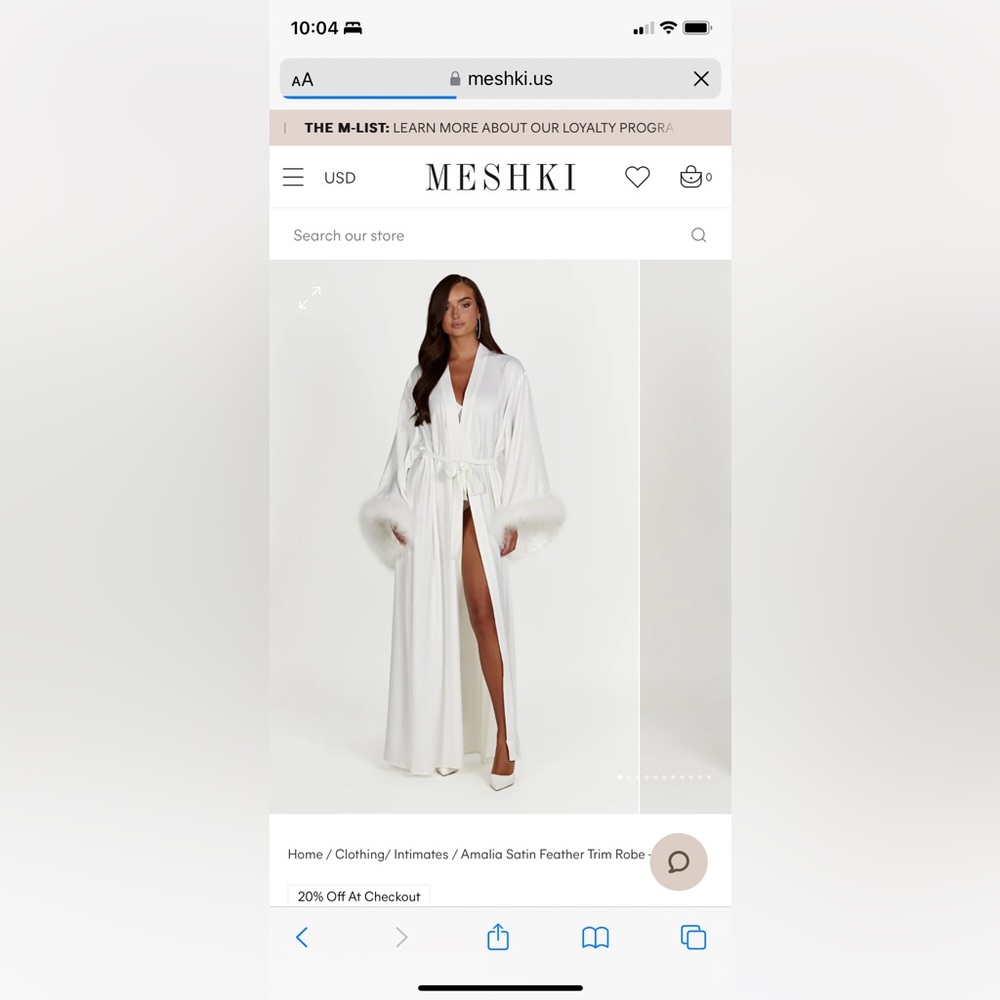 Meshki satin feather trim Amalia Robe